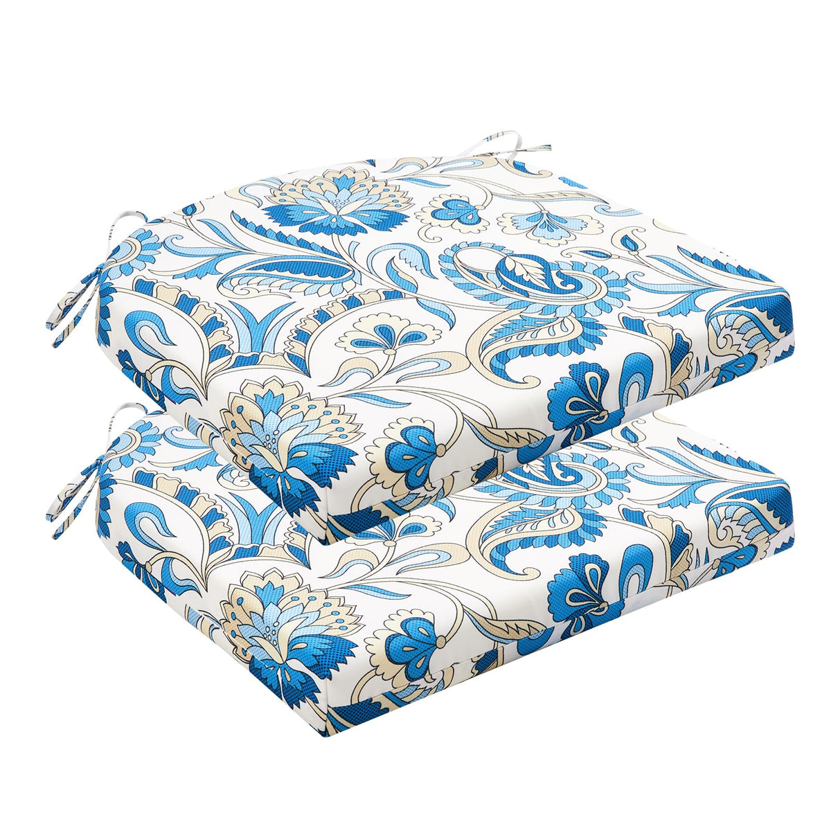 HARBOREST Outdoor Chair Cushions Set of 4, Water Resistant Patio Chair Cushions with Ties, Outdoor Seat Cushions for Patio Furniture, 17"x16"x2", Black/White Diamond