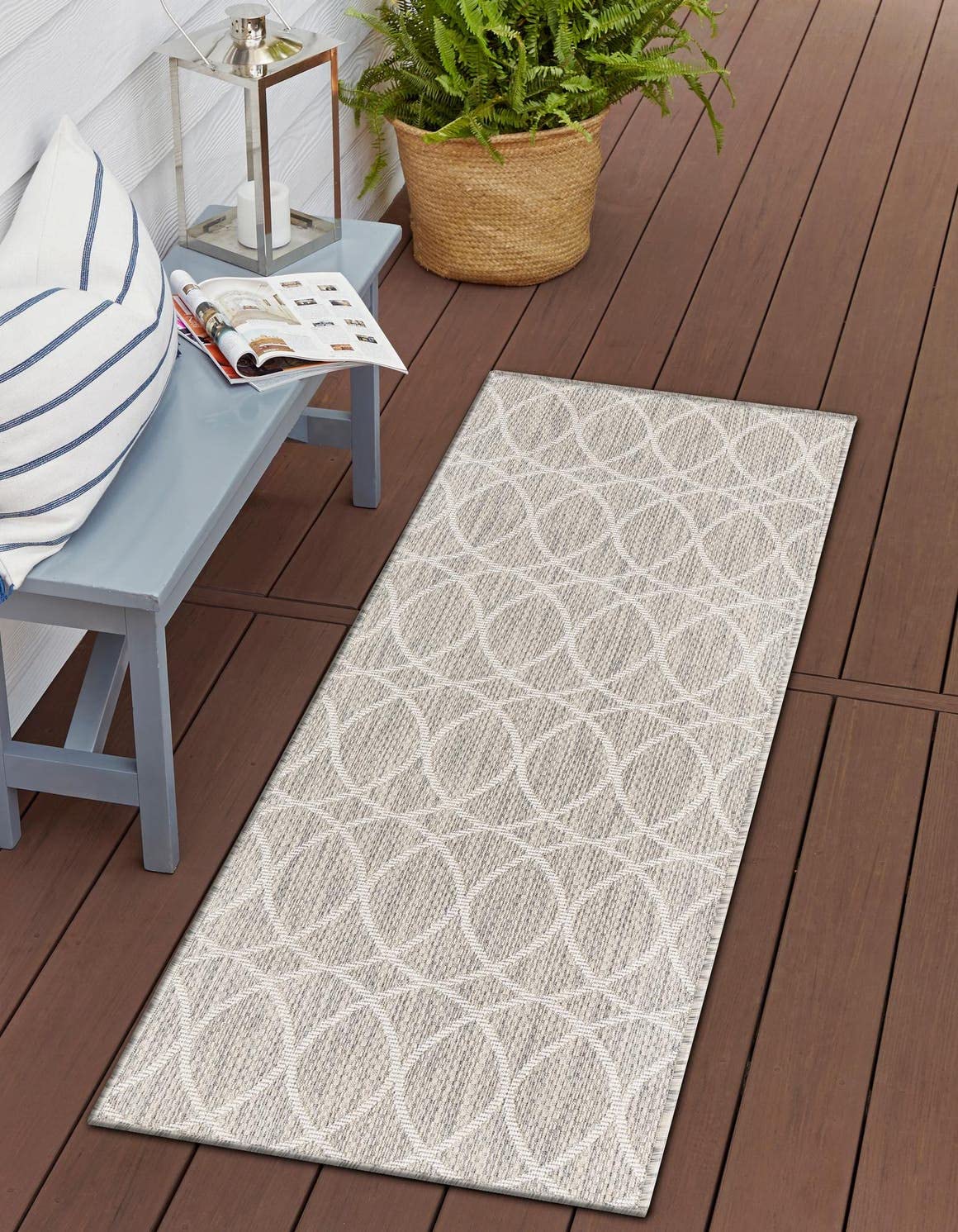 Unique Loom Outdoor Trellis Collection Area Rug - Gitter (10' x 14' 1" Rectangle, Blue/ Ivory)