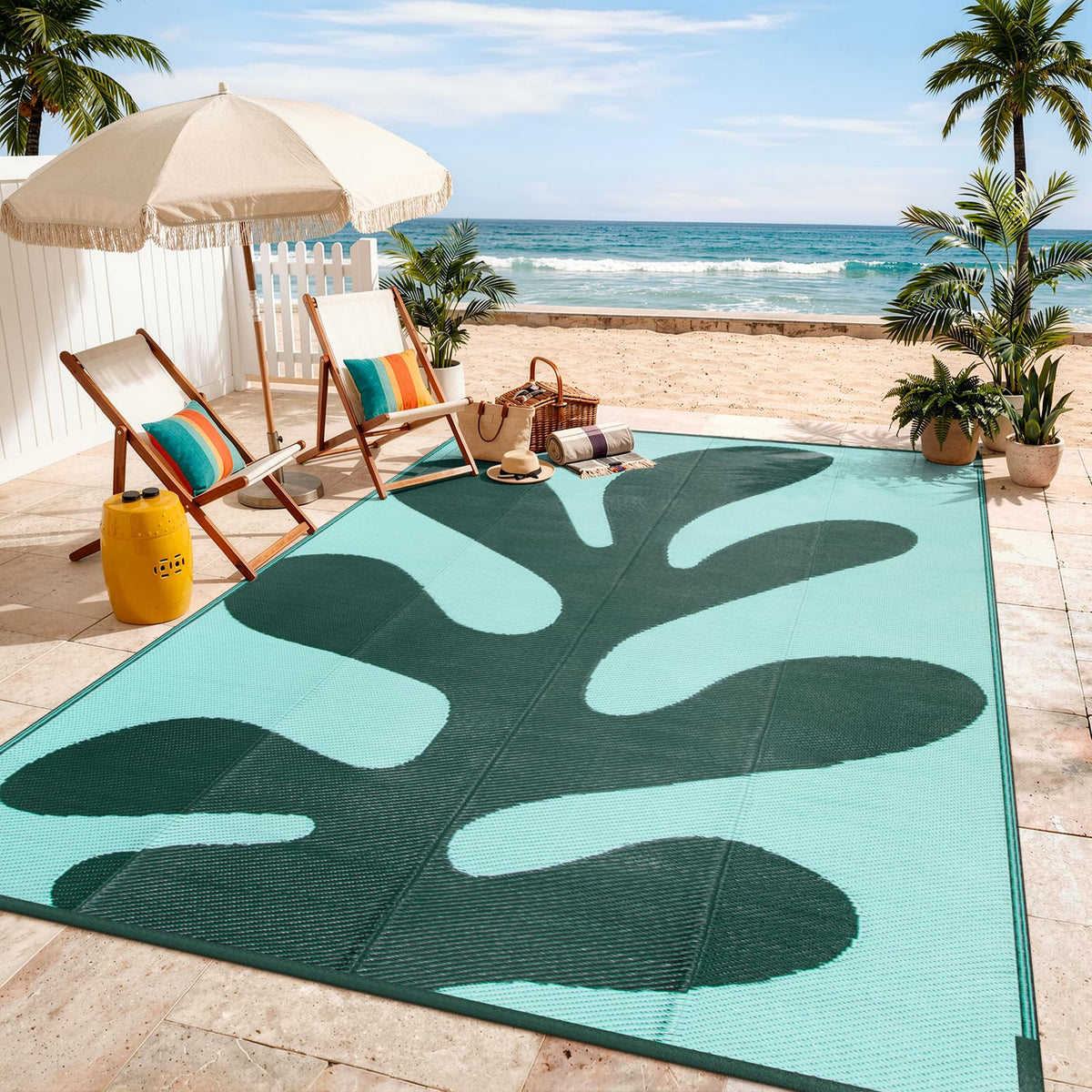 Lahome Extra Large Outdoor Rug 8x10 Patio Waterproof,Reversible Camping Rug