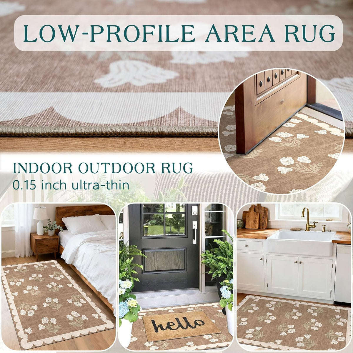 Floral Outdoor Rugs, 28"x43" Front Door Mat Indoor Outside Entrance