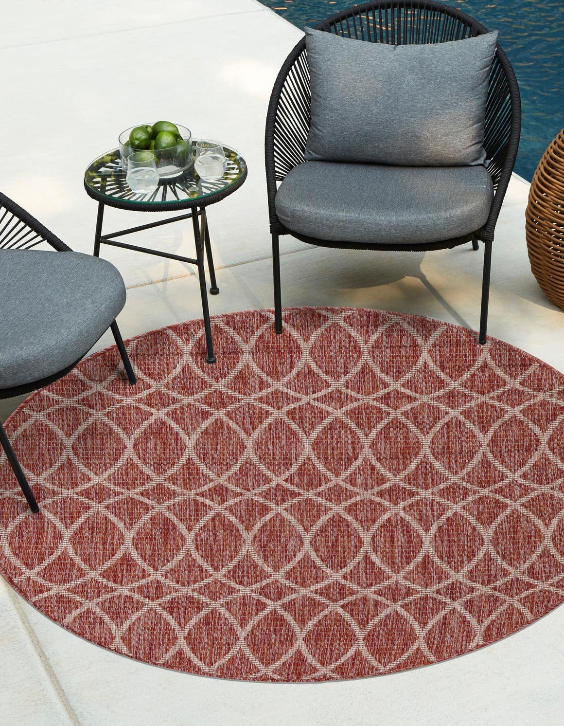 Unique Loom Outdoor Trellis Collection Area Rug - Gitter (10' x 14' 1" Rectangle, Blue/ Ivory)