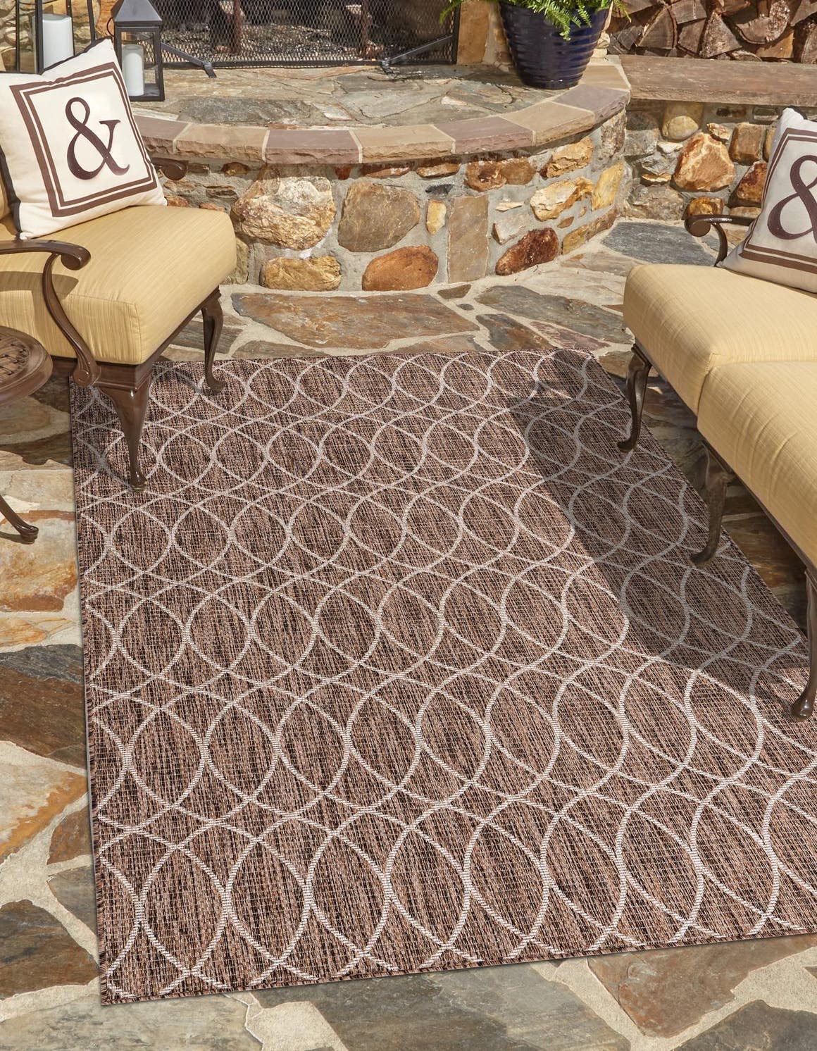 Unique Loom Outdoor Trellis Collection Area Rug - Gitter (10' x 14' 1" Rectangle, Blue/ Ivory)