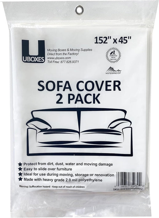 SOFA Moving Covers (2 Pack) - 45" x 152" - Moving & Storage Bags - UBOXES,Water resistant