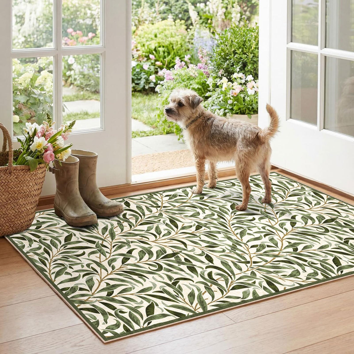 Floral Outdoor Rugs, 28"x43" Front Door Mat Indoor Outside Entrance