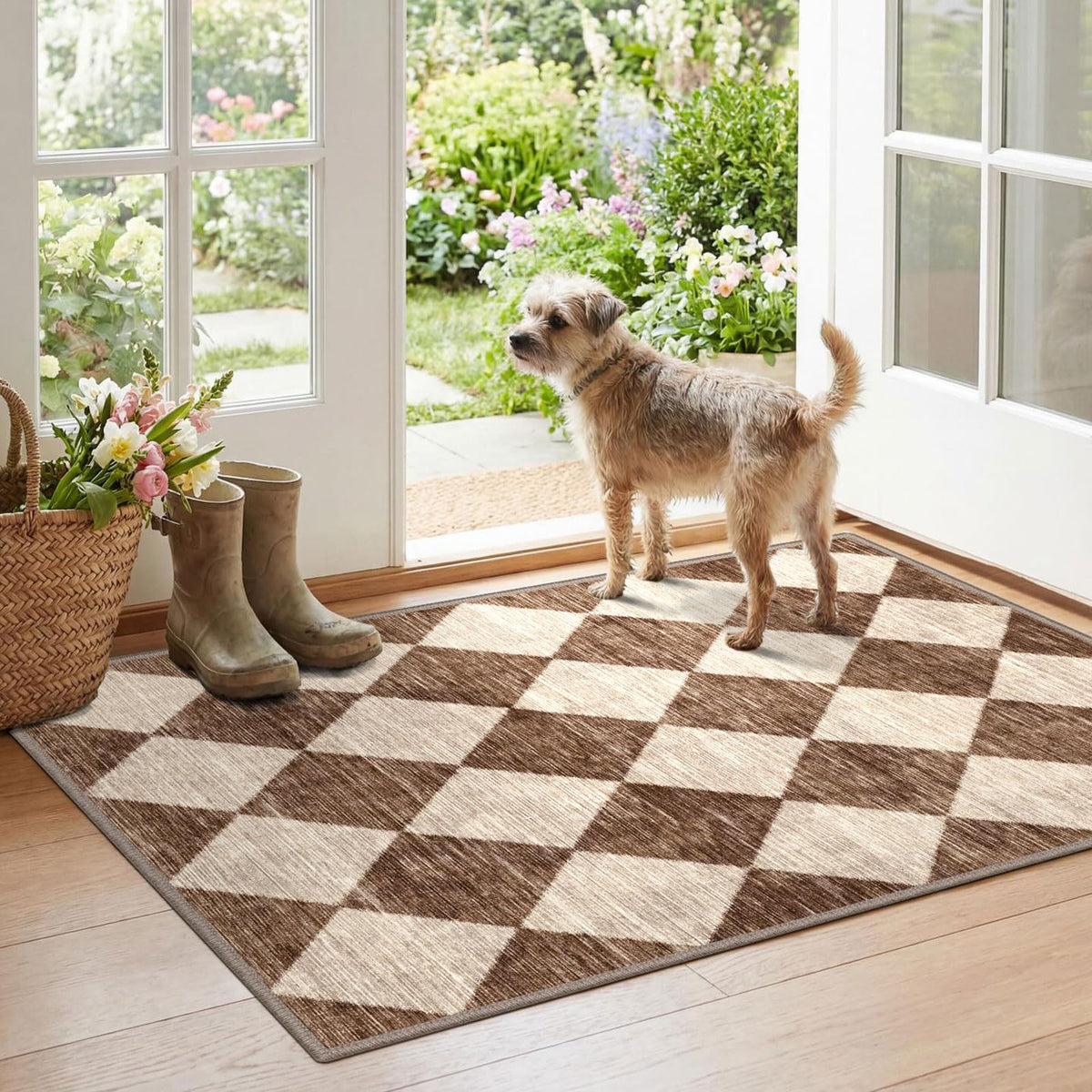 Floral Outdoor Rugs, 28"x43" Front Door Mat Indoor Outside Entrance