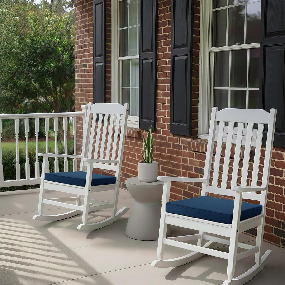 Outdoor Chair Cushions, Set of 4, 19 x 19 Inch, Navy Blue