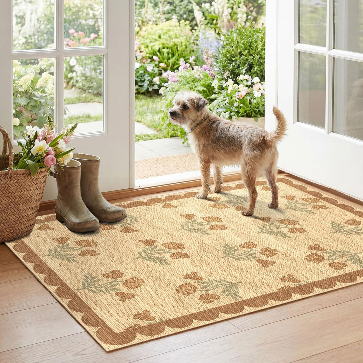 Floral Outdoor Rugs, 28"x43" Front Door Mat Indoor Outside Entrance