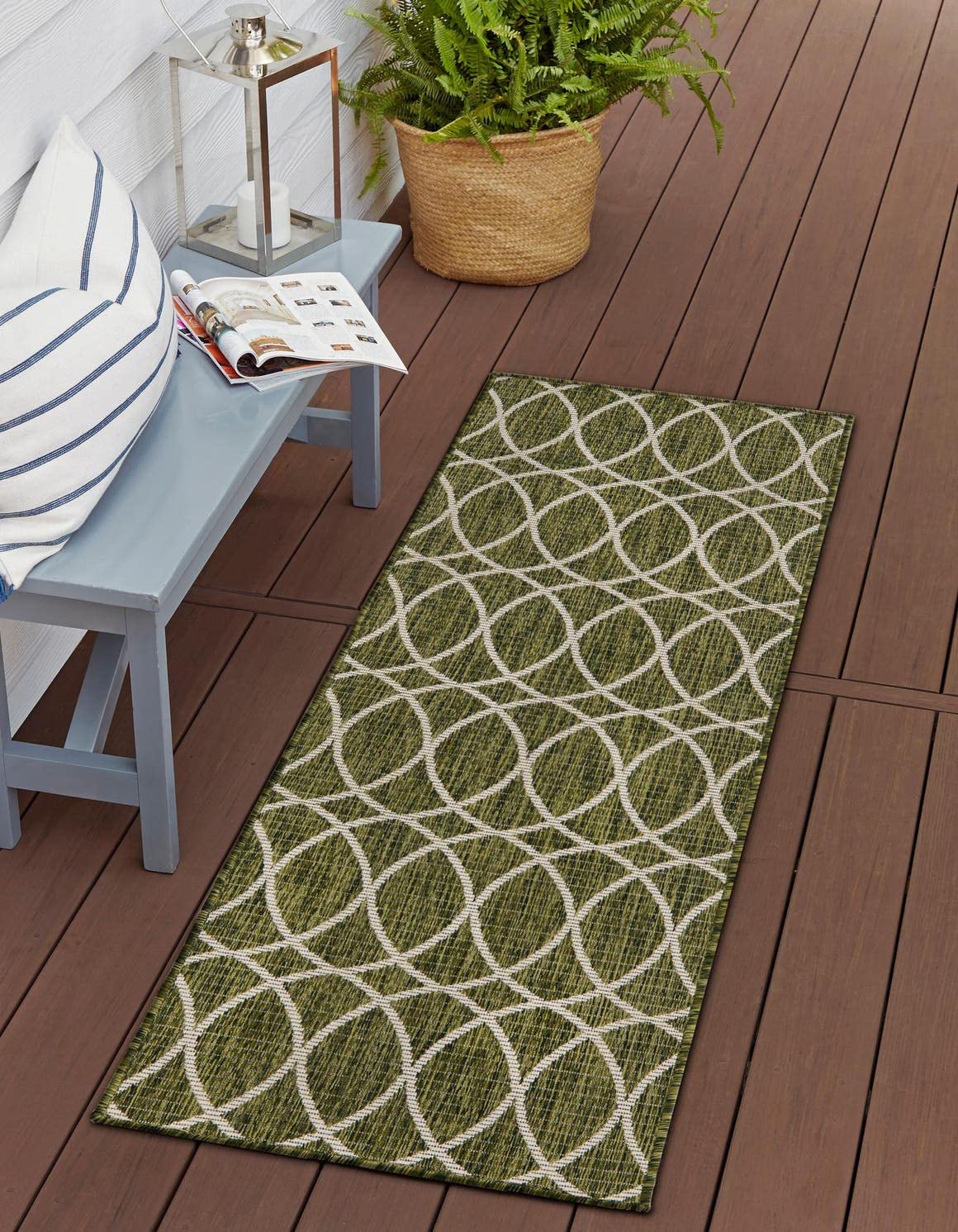 Unique Loom Outdoor Trellis Collection Area Rug - Gitter (10' x 14' 1" Rectangle, Blue/ Ivory)
