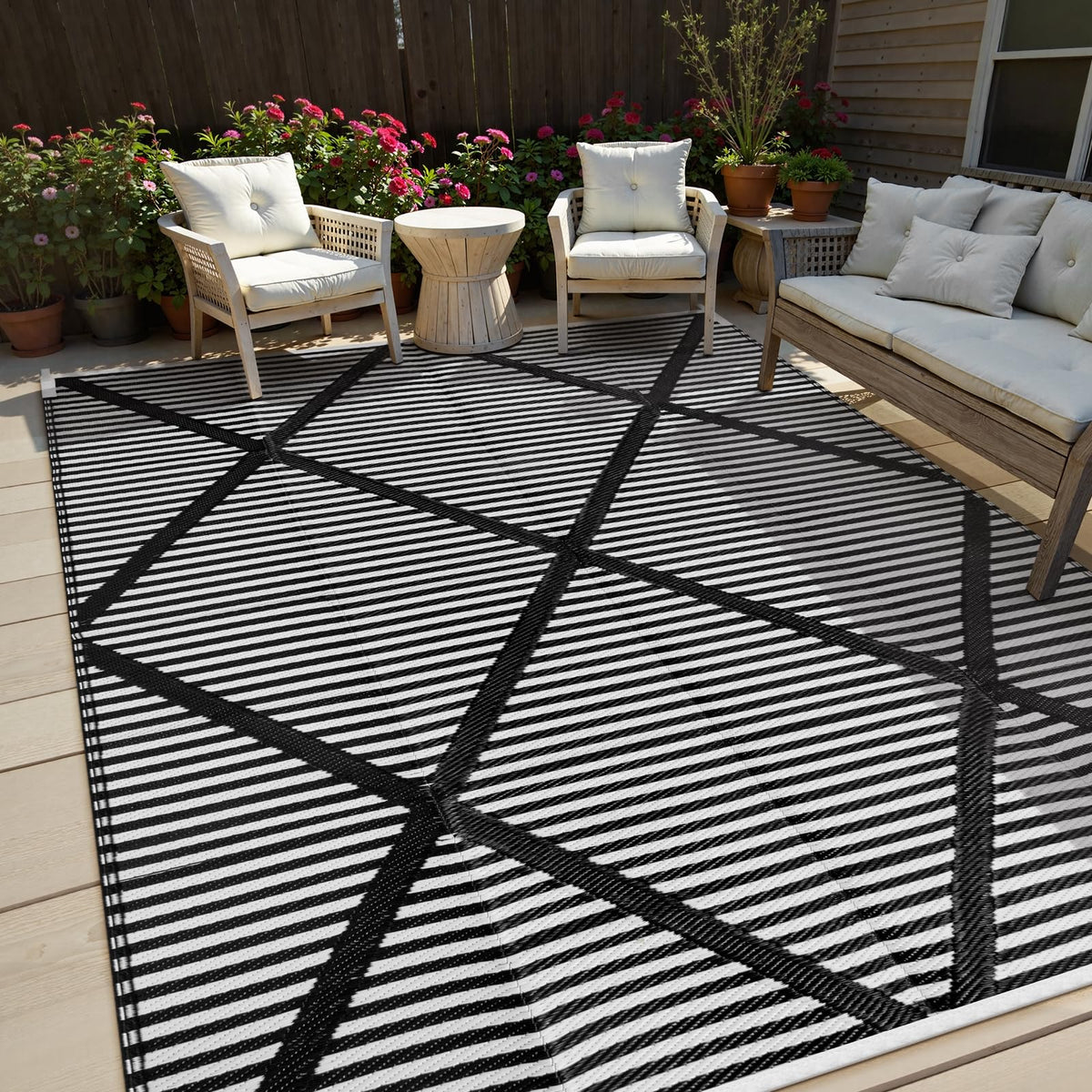 Lahome Extra Large Outdoor Rug 8x10 Patio Waterproof,Reversible Camping Rug