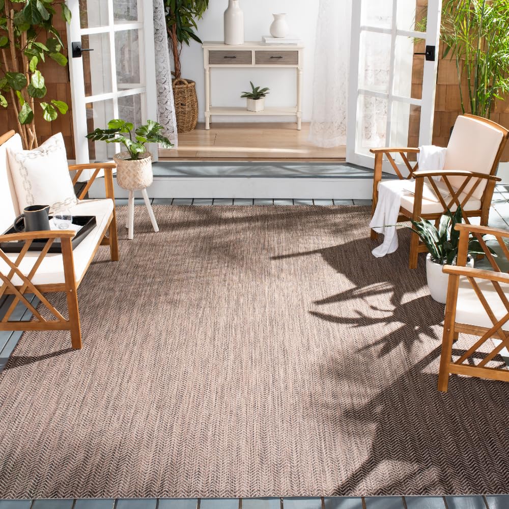 SAFAVIEH Courtyard Outdoor Area Rug 5'3"x7'7", Natural & Cream CY8022-03012