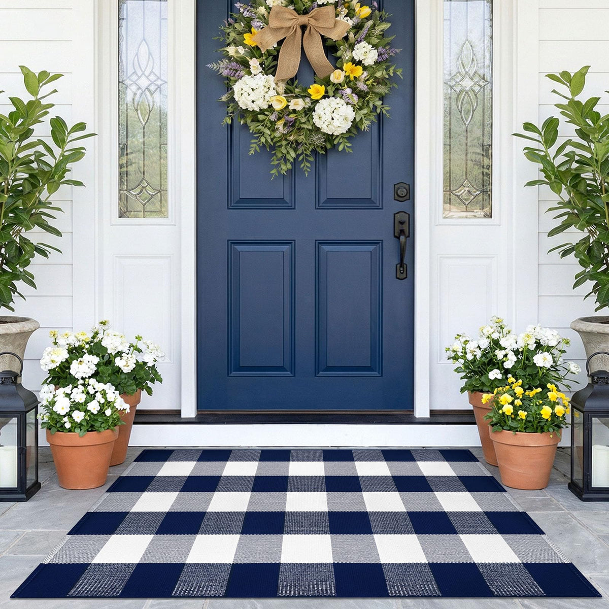 KOZYFLY Buffalo Plaid Area Rugs 27.5x43 in Black and White Checkered Rug