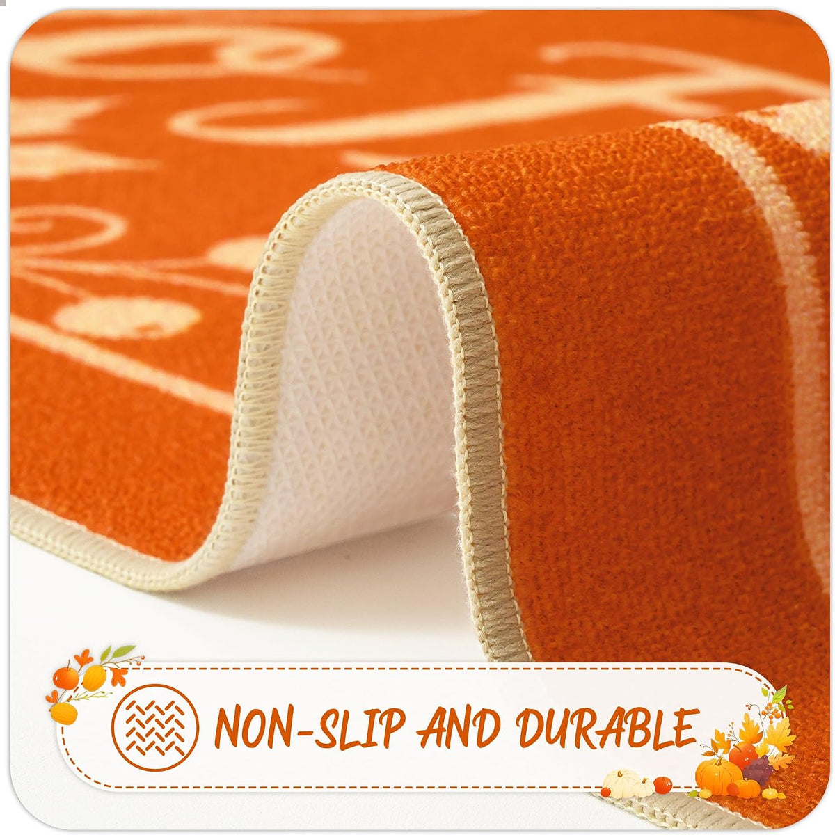 Fall Front Door Mat 3'x5', Hello Pumpkin Welcome Mat for Porch Rugs