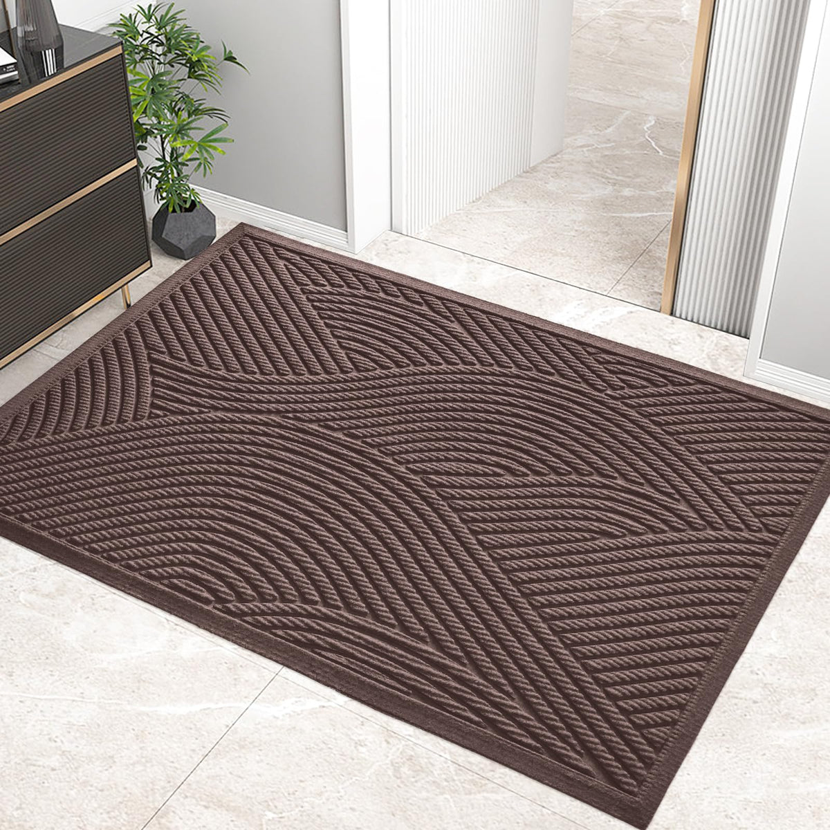 HIYARD Sturdy Front Door Mat, Absorbent Muddy Dirt Resist Welcome Door Mats Outdoor Indoor, Stain and Fade Resistant, Non-Slip Backing Entry Mat Low Profile Doormat for Entryway, 36×24, Beige