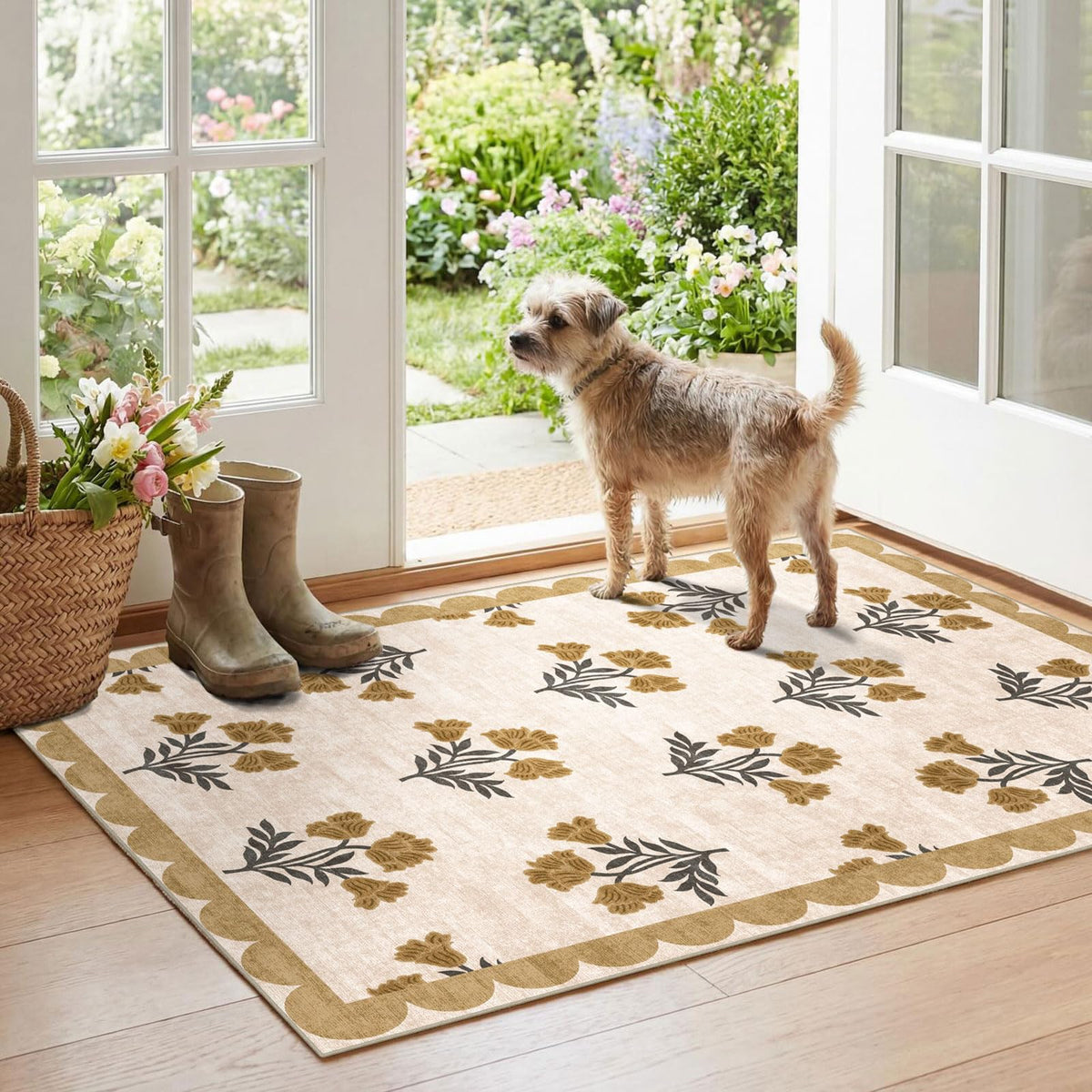 Floral Outdoor Rugs, 28"x43" Front Door Mat Indoor Outside Entrance