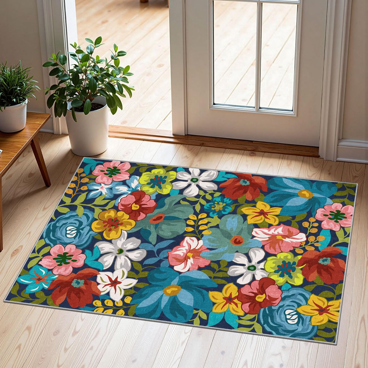 Floral Outdoor Rugs, 28"x43" Front Door Mat Indoor Outside Entrance