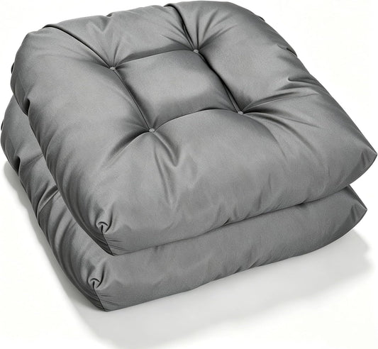 Outdoor Chair Cushions Set of 2 Patio Cushions 19x19x5”Waterproof &Fade Resistent Outdoor Cushion for Patio Furniture, Foam Filled Replacement Outdoors Seat Cushion for Dining Chairs, Gray