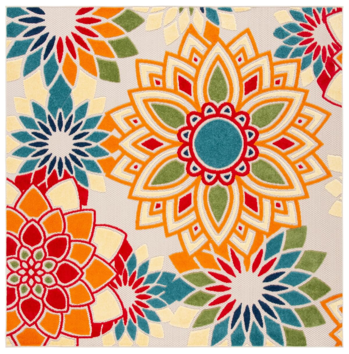 SAFAVIEH Washable Rug Outdoor Cabana Collection - 8' x 10', Ivory & Orange, Non-Shedding & Easy to Clean, Ideal for Patio, Backyard, Mudroom (CBN328A)