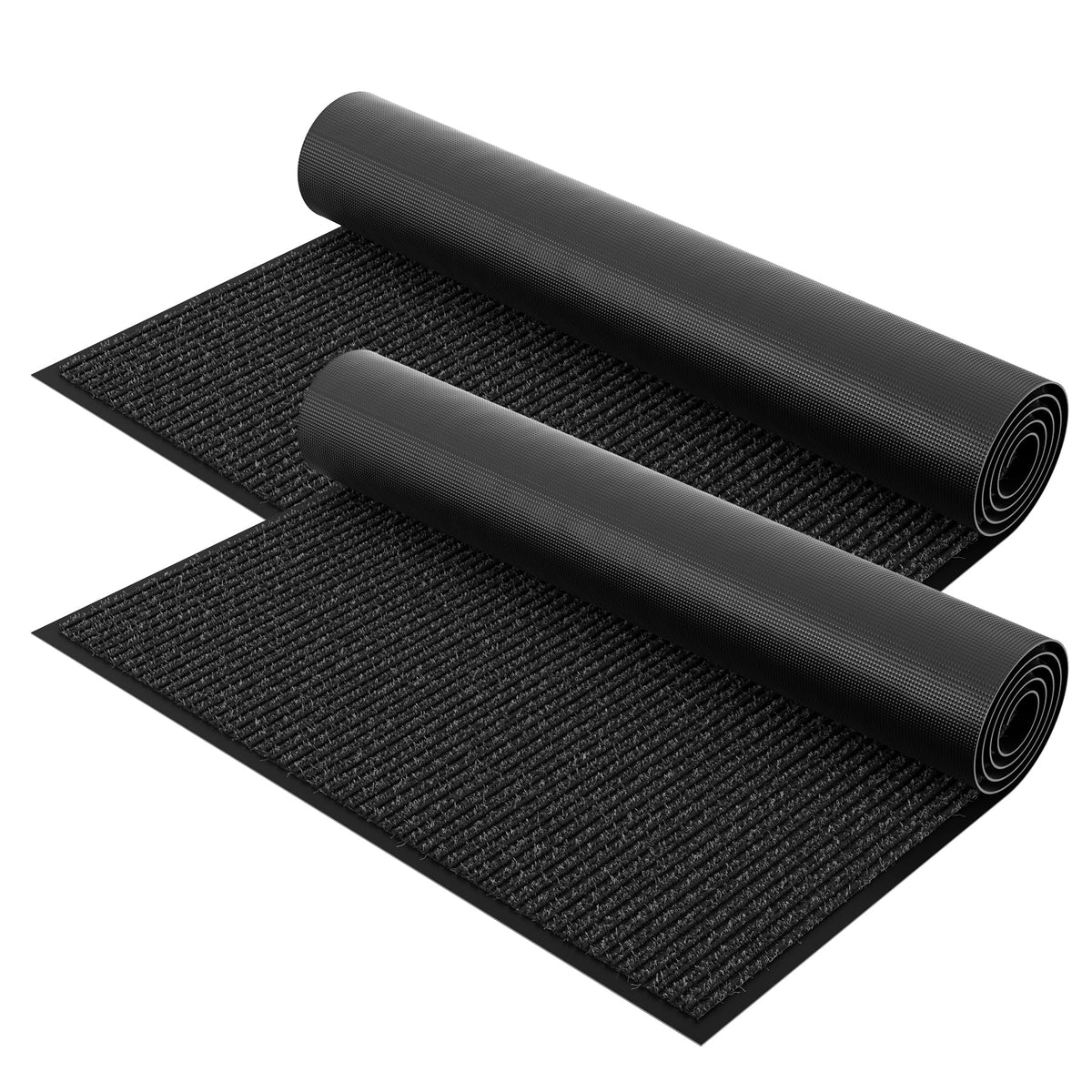 Front Door Mat, 3' x 5' Heavy Duty Door Mat Outside Entrance, Non-Slip Welcome Mat, Absorbent & Dirt Resistant, Low Profile Large Door Mats, Commercial Rugs for Entryway Indoor Outdoor, Grey