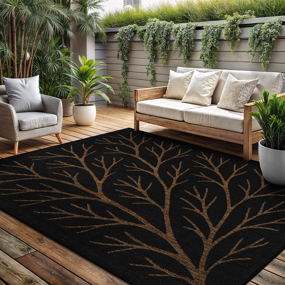 Washable Indoor Outdoor Rug 9x12 Weather Resistant Area Rugs Modern Solid for Porch Deck Balcony Backyard Patio Outside Carpet (9 X 12 Aqua Blue)