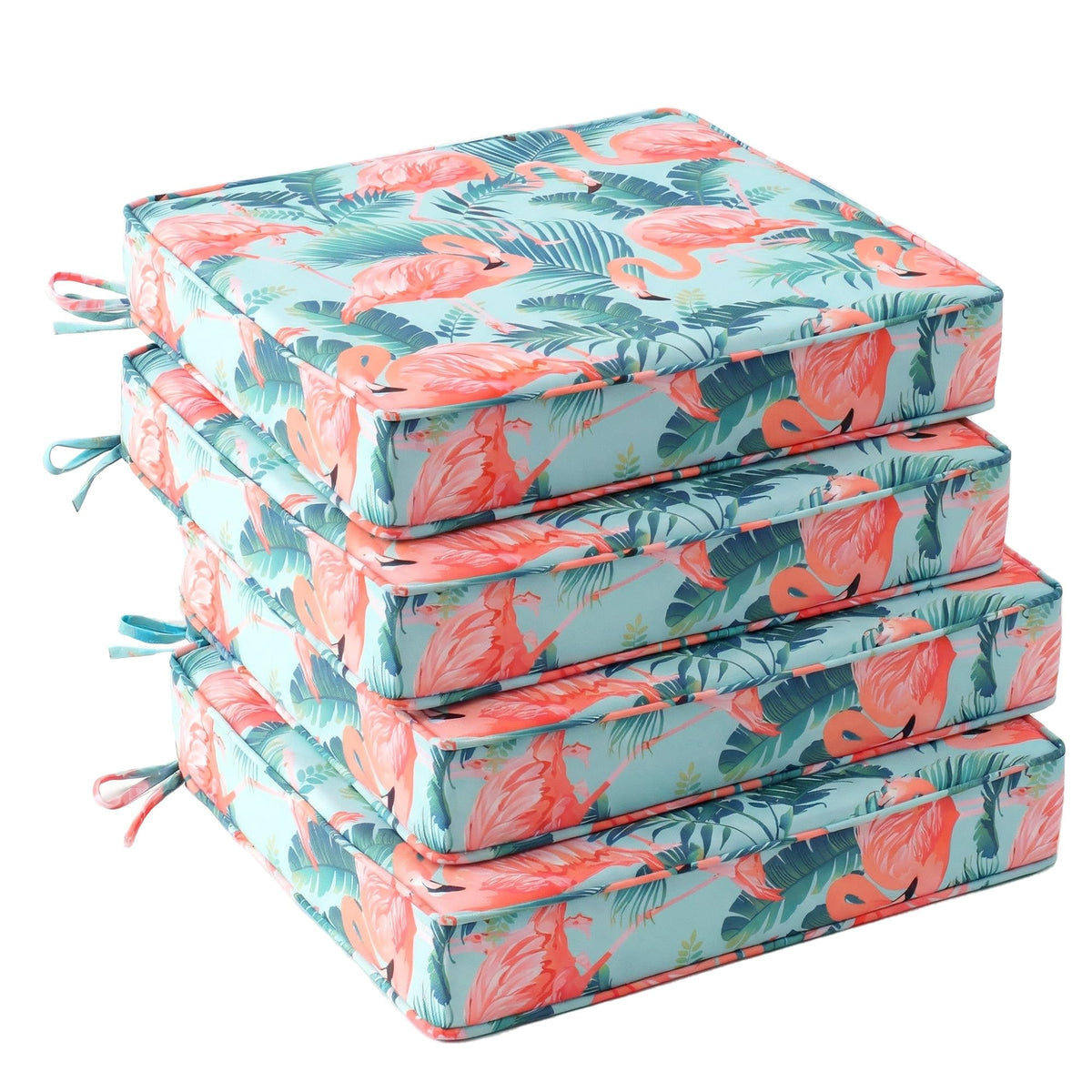 UNIKOME Outdoor Chair Cushions Set of 4, Water Resistant Patio Seat Cushions with Ties for Outdoor Furniture, High-Density Foam, UV & Fade Resistant, Piped Edge – 19" x 19" x 3", Orange