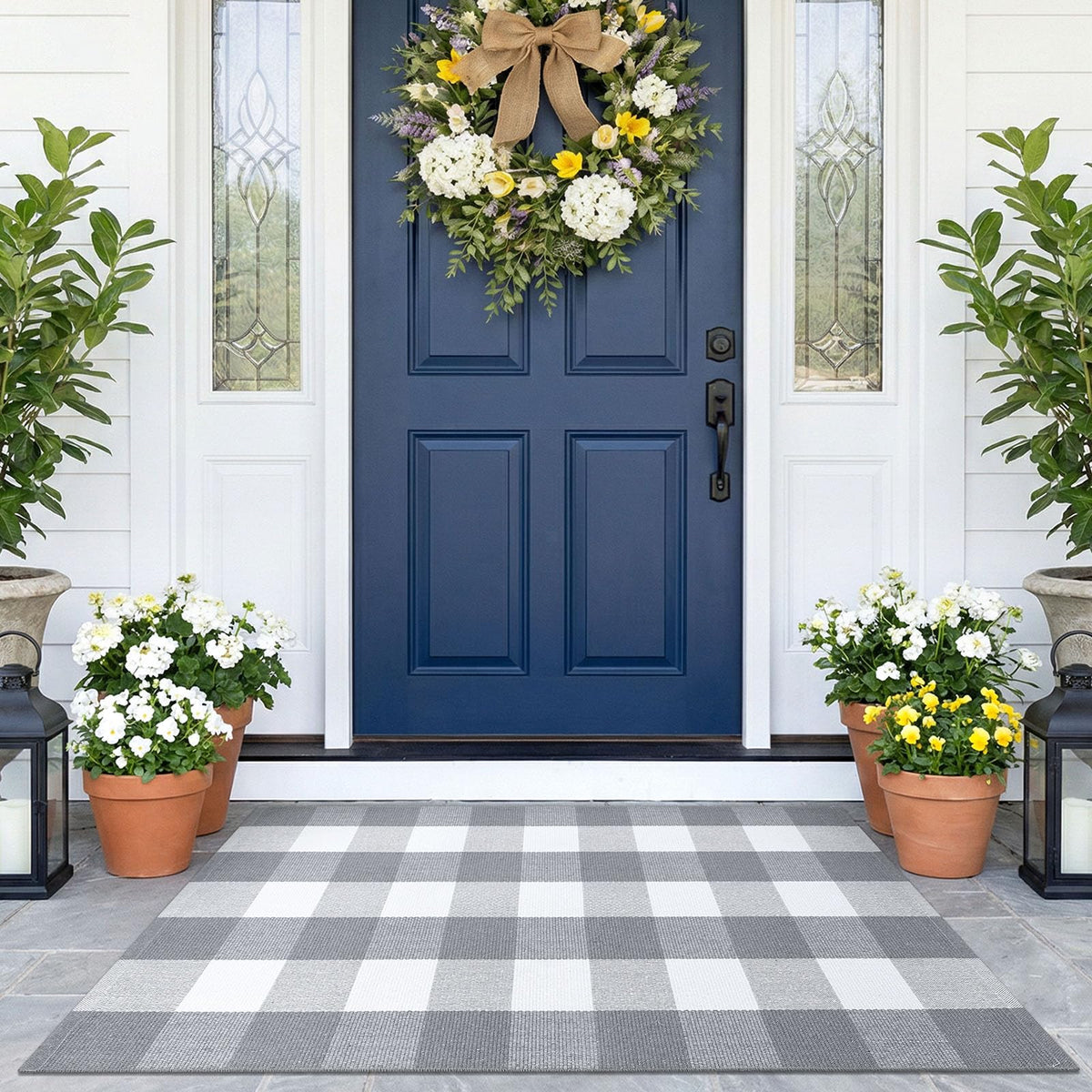 KOZYFLY Buffalo Plaid Area Rugs 27.5x43 in Black and White Checkered Rug