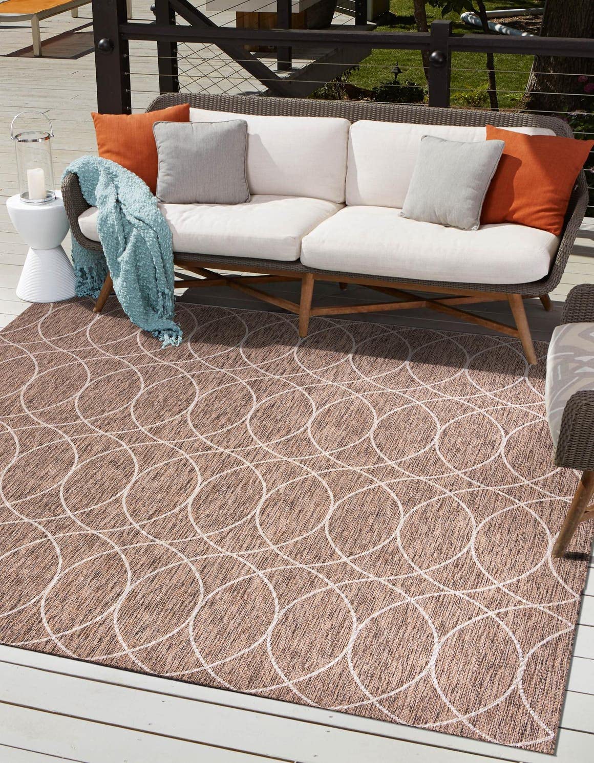 Unique Loom Outdoor Trellis Collection Area Rug - Gitter (10' x 14' 1" Rectangle, Blue/ Ivory)