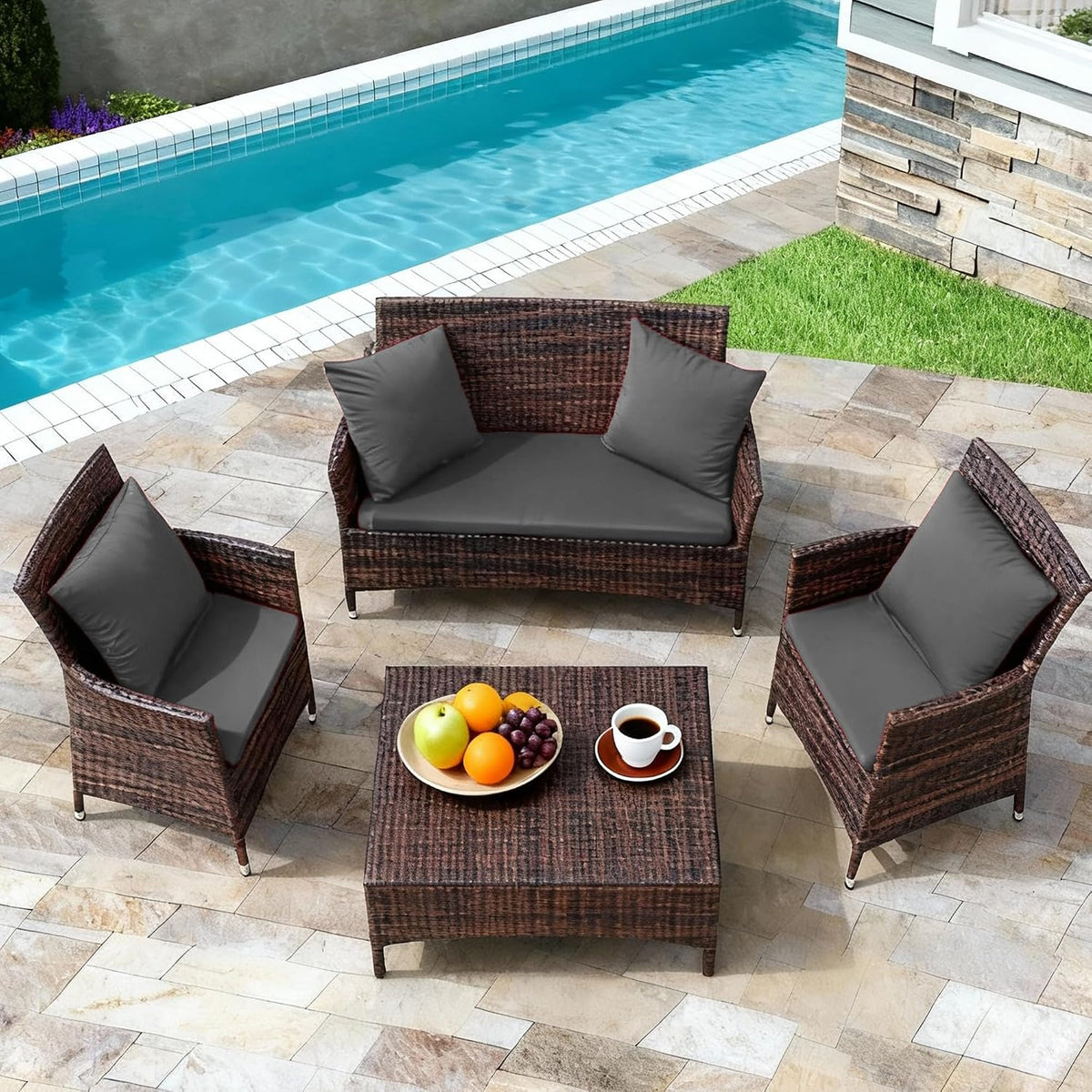 Waterproof 3-piece patio cushion set wicker furniture cushion covers