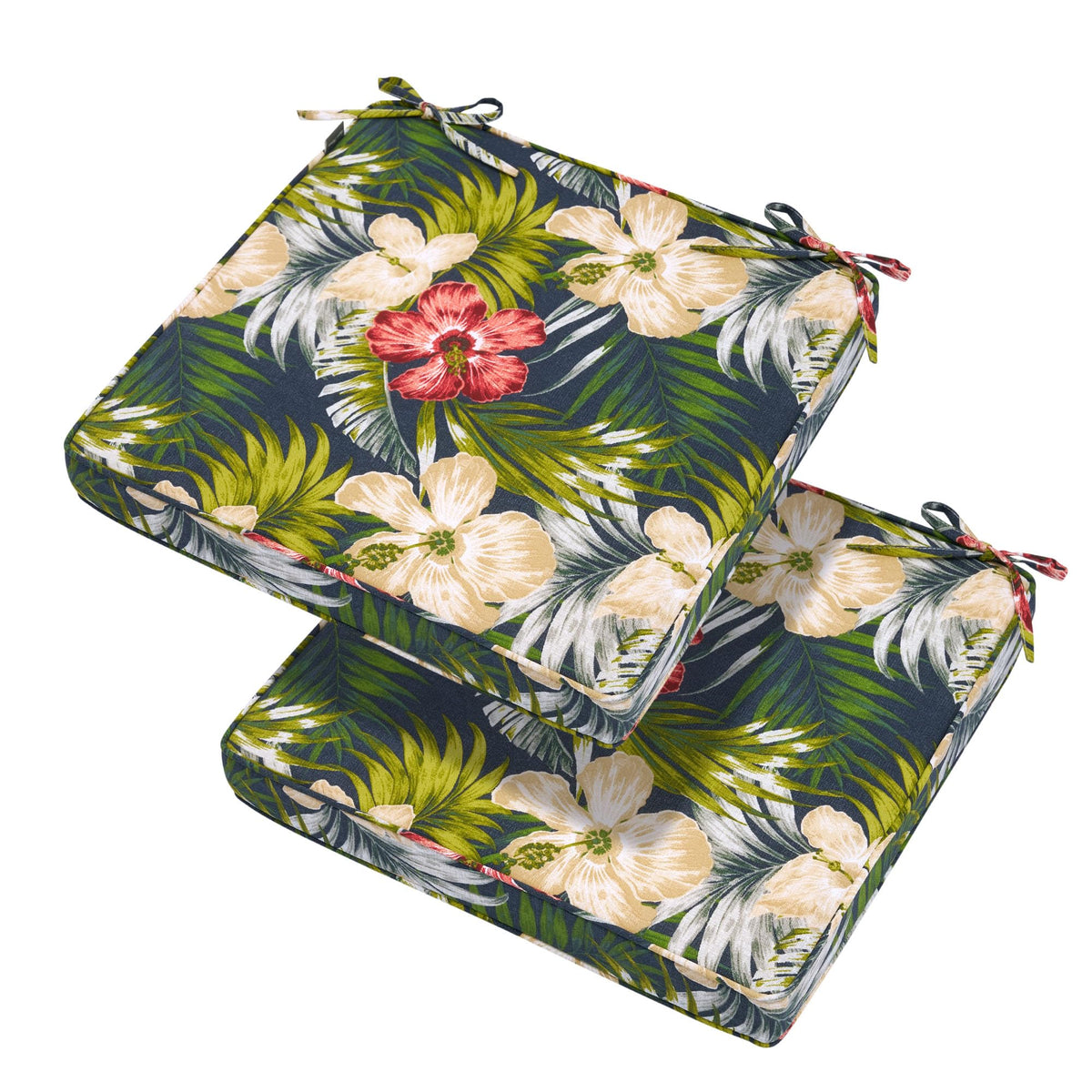 Magpie Fabrics Indoor Outdoor Waterproof Square Chair Cushion, 18" x 18" x 2.5", 2 Pack, Water Resistant Seat Cushions, for Patio Garden Office, Phoenix Red Orange