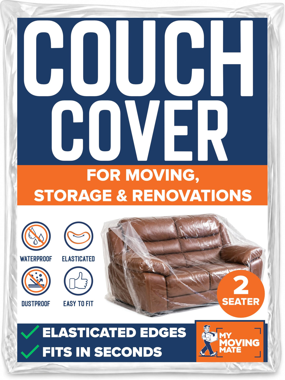 Sofa Cover for Moving and Storage - Heavy Duty Furniture Protector Sofa Bags - Large 3 Seater Dust Covers for Couches and Sofas