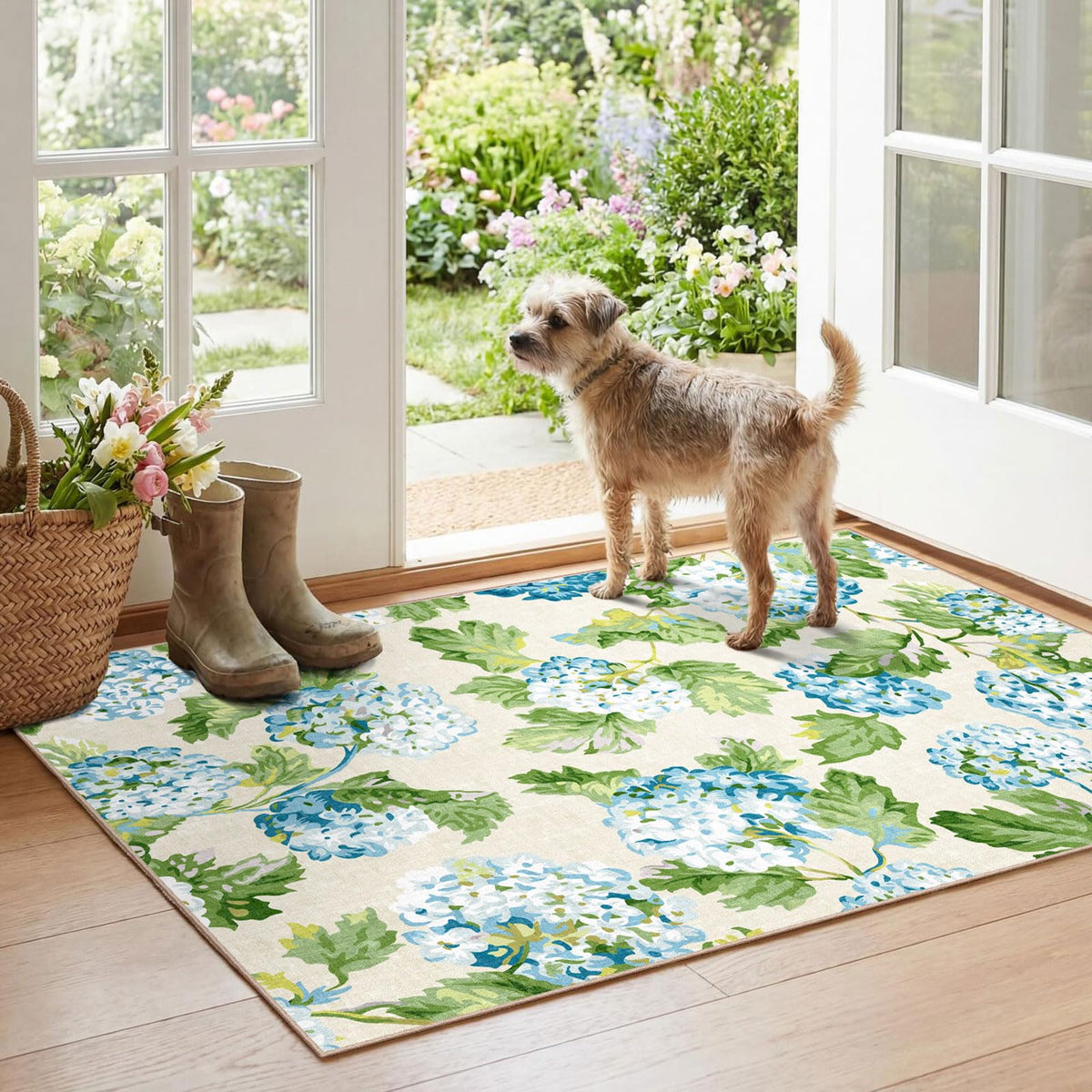 Floral Outdoor Rugs, 28"x43" Front Door Mat Indoor Outside Entrance