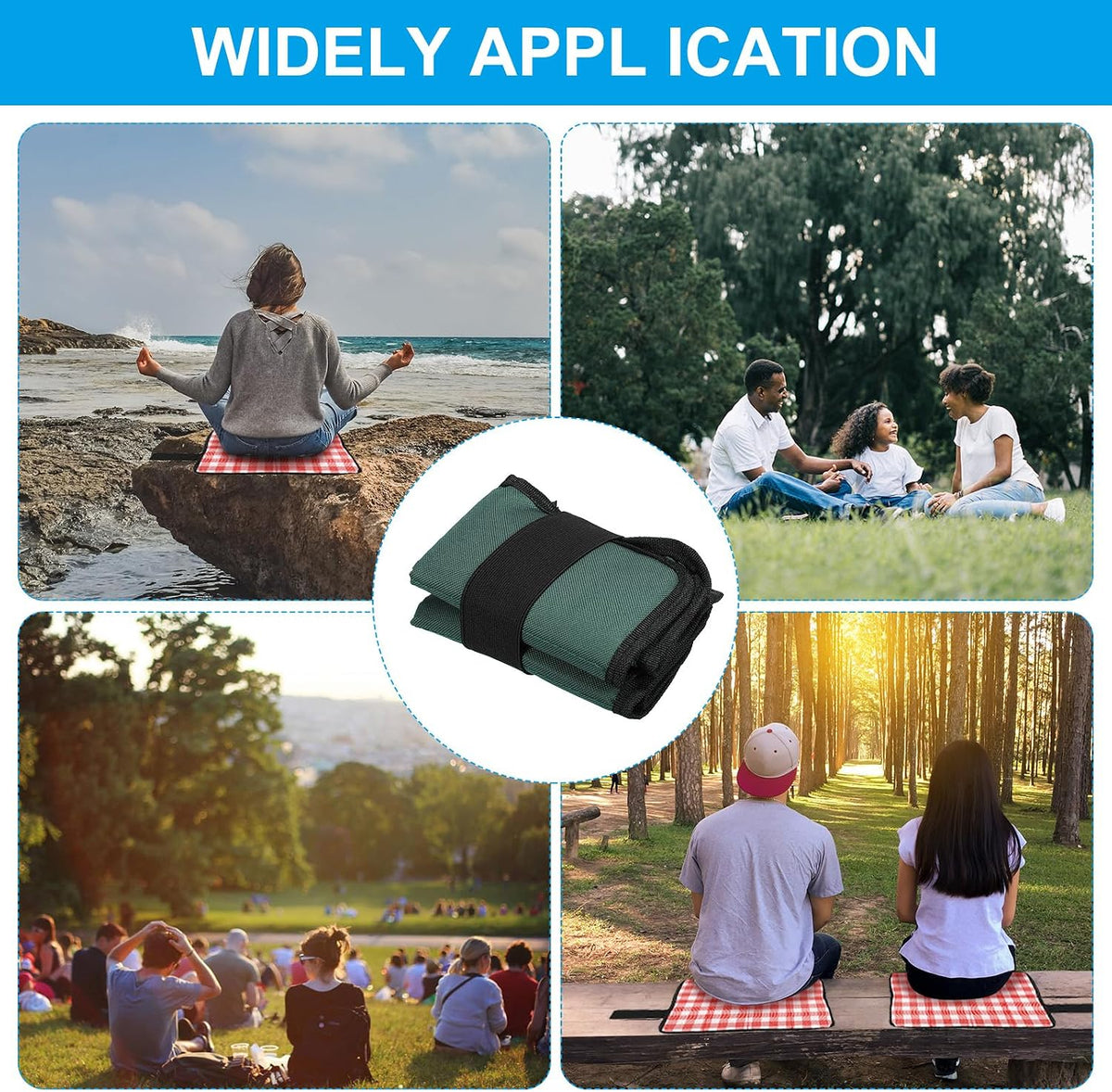 PATIKIL Outdoor Sitting Mat Waterproof Oxford Cloth Seat Cushion Folding Foam Mini Camping Seat for Picnic, Camping, Hiking