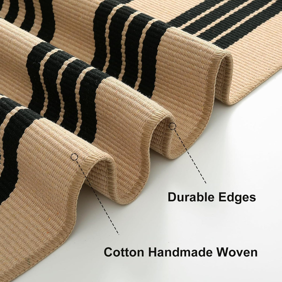 OJIA Outdoor Rug 3'x5', Black and Tan Patio Rugs Fall Door Mat Outside