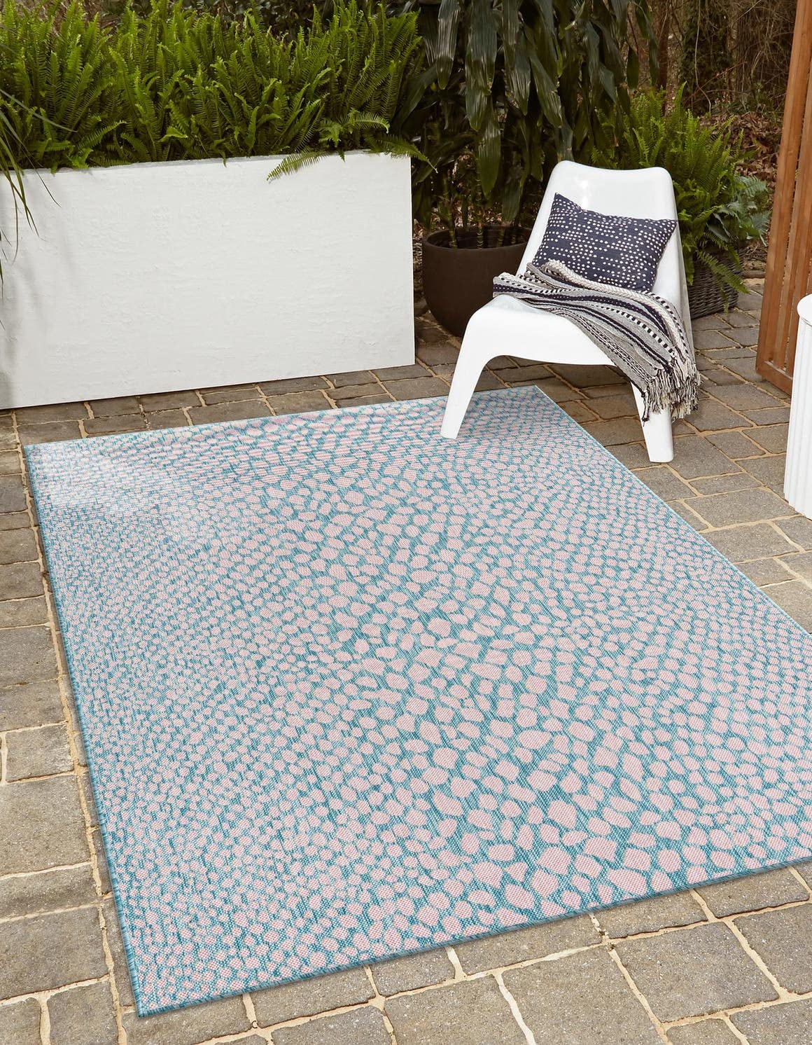 Unique Loom Outdoor Collection Area Rug - Cape Town (9' x 12' Rectangle, Blue/Ivory)