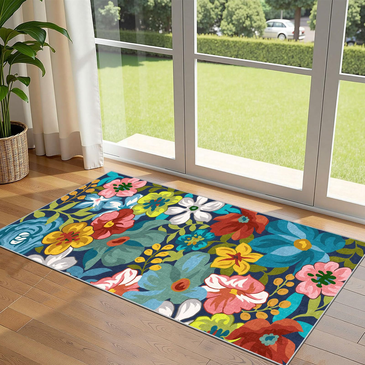 Floral Outdoor Rugs, 28"x43" Front Door Mat Indoor Outside Entrance