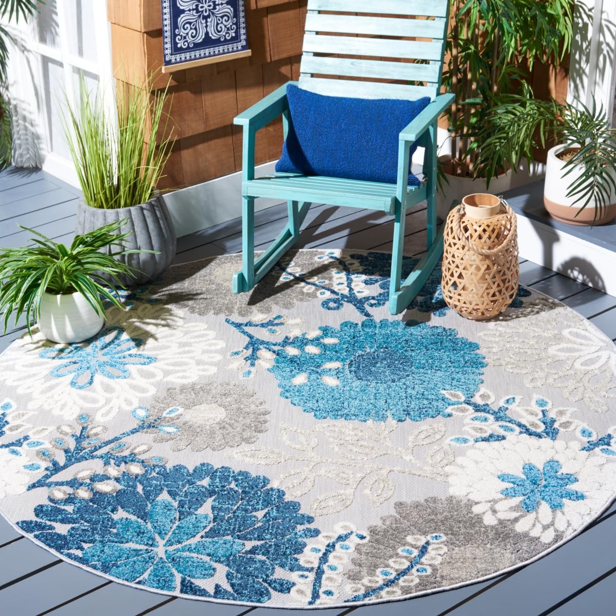 SAFAVIEH Cabana Outdoor Area Rug 8'x10', Modern Cream & Red CBN832A