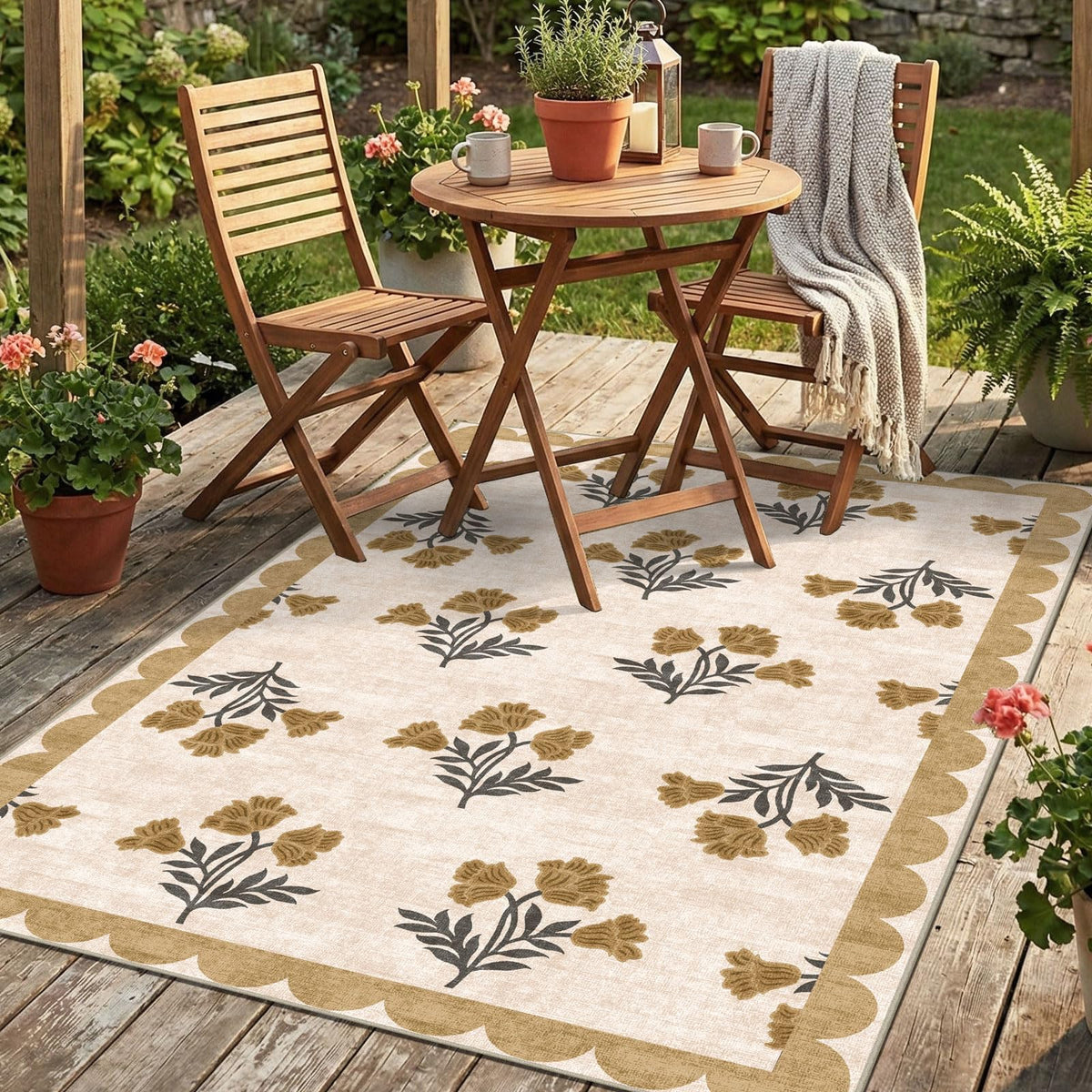 Floral Outdoor Rugs, 28"x43" Front Door Mat Indoor Outside Entrance