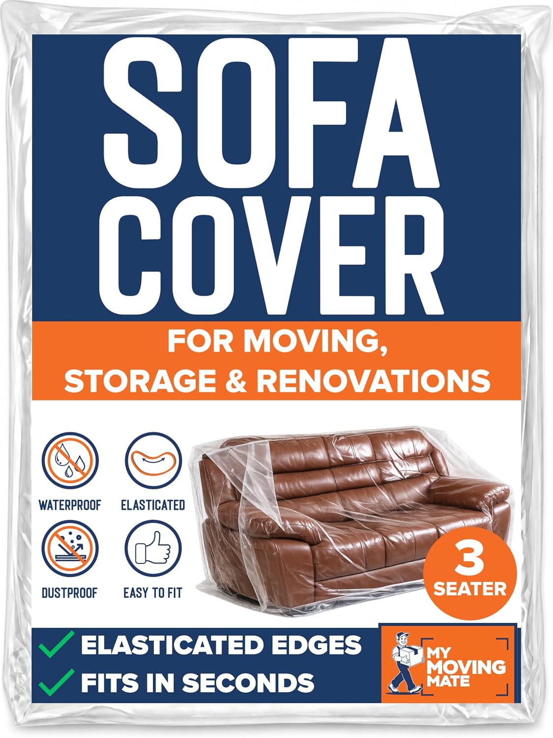Sofa Cover for Moving and Storage - Heavy Duty Furniture Protector Sofa Bags - Large 3 Seater Dust Covers for Couches and Sofas