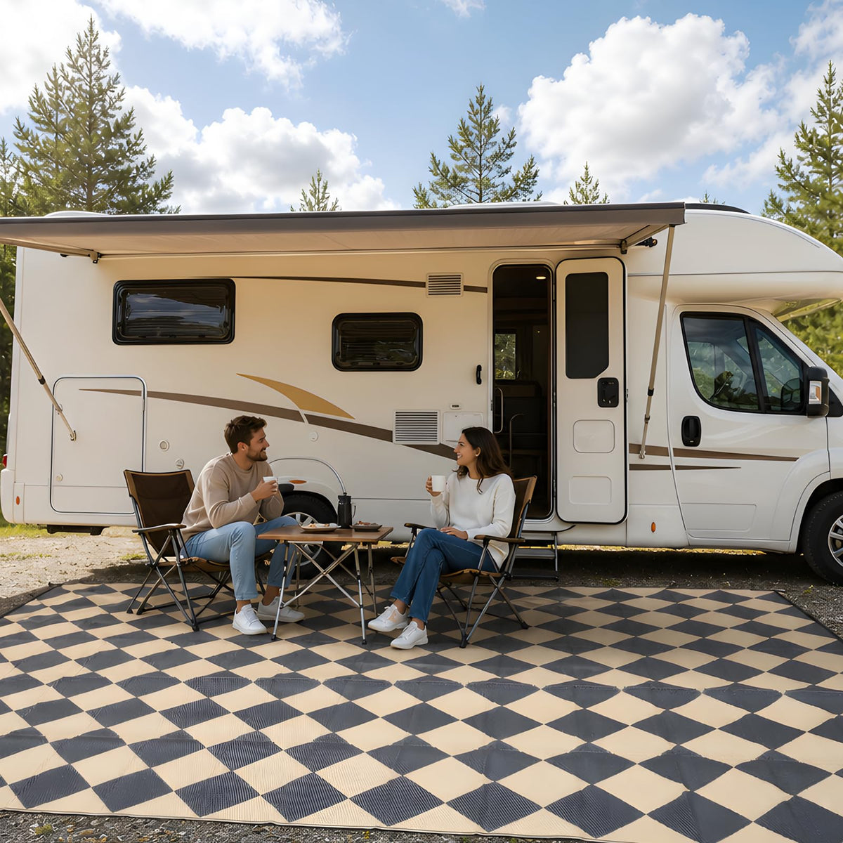 fifame 9x18 Outdoor Rug, Plastic Woven Patio Mat, Waterproof RV Camping Rug