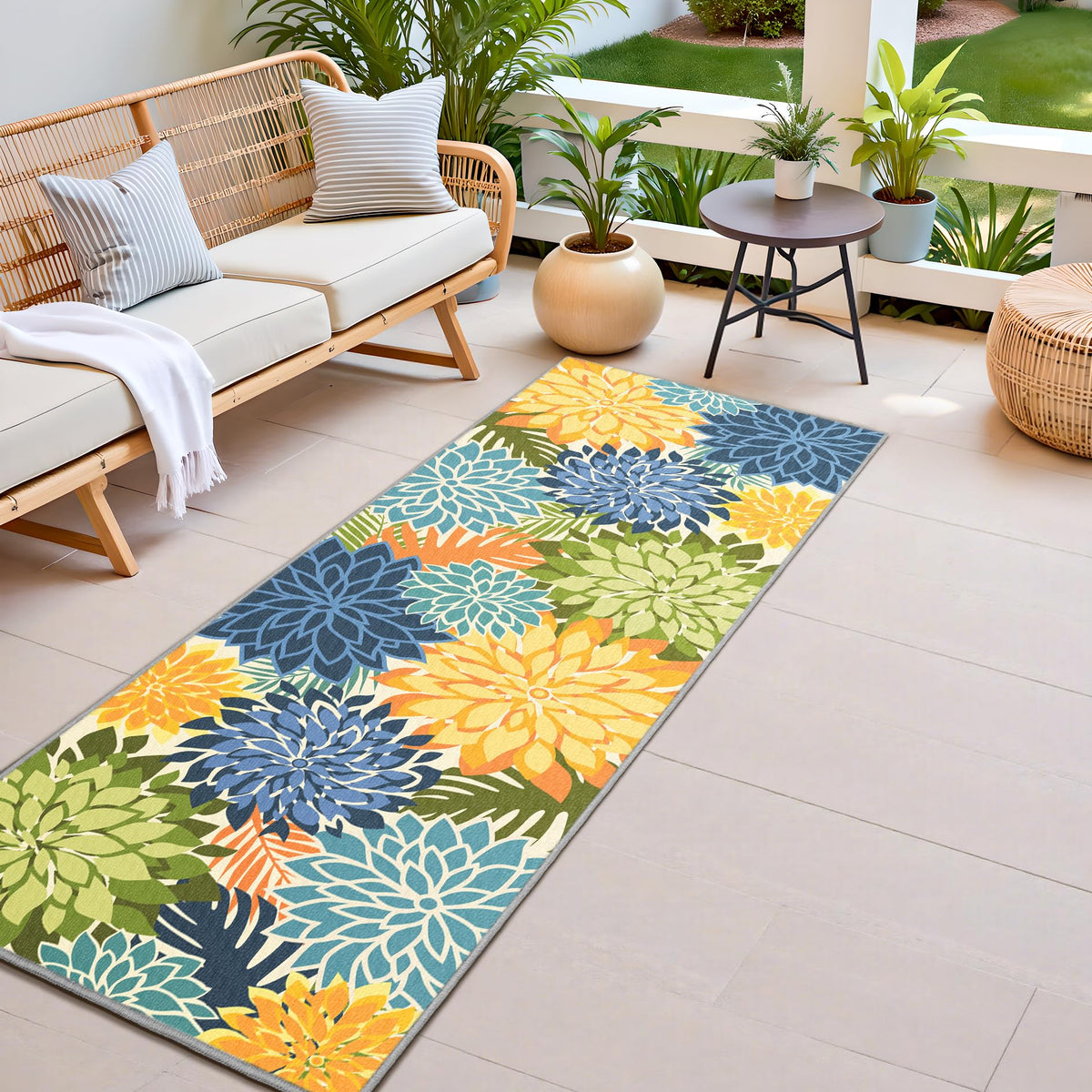 Arenarug Outdoor Rug Waterproof, Washable Patio Rug for Deck, 5x8, Colorful