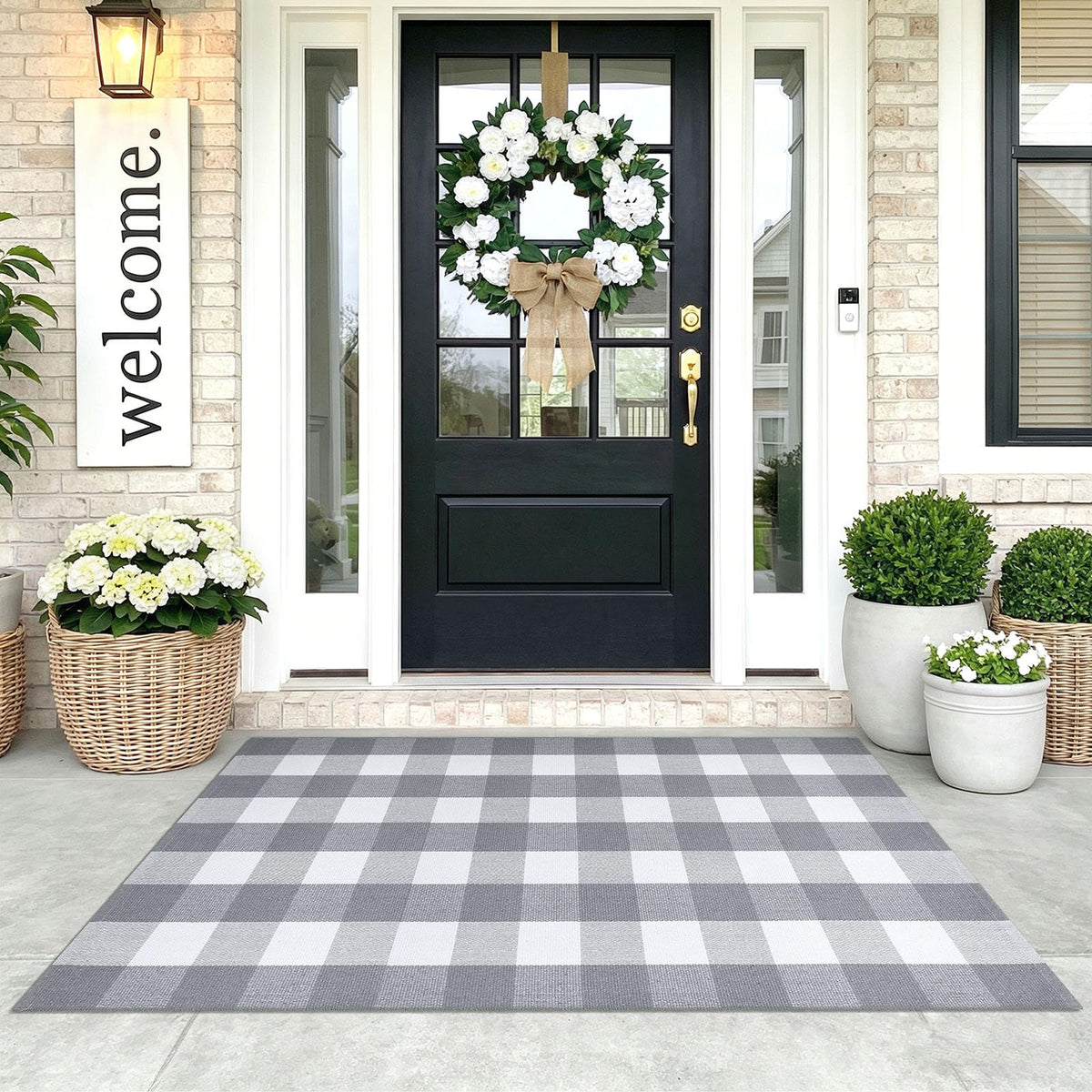 KOZYFLY Buffalo Plaid Area Rugs 27.5x43 in Black and White Checkered Rug