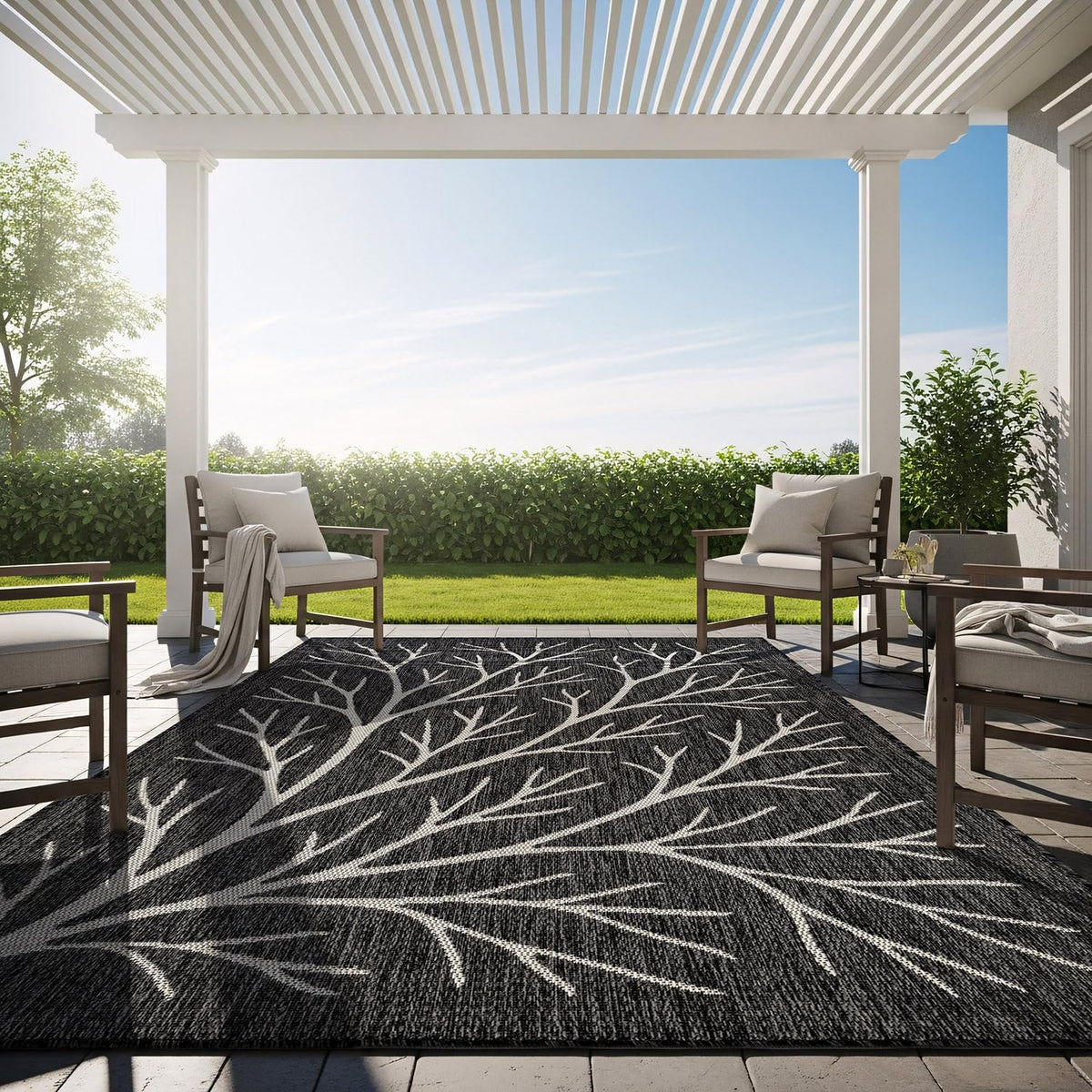 Washable Indoor Outdoor Rug 9x12 Weather Resistant Area Rugs Modern Solid for Porch Deck Balcony Backyard Patio Outside Carpet (9 X 12 Aqua Blue)