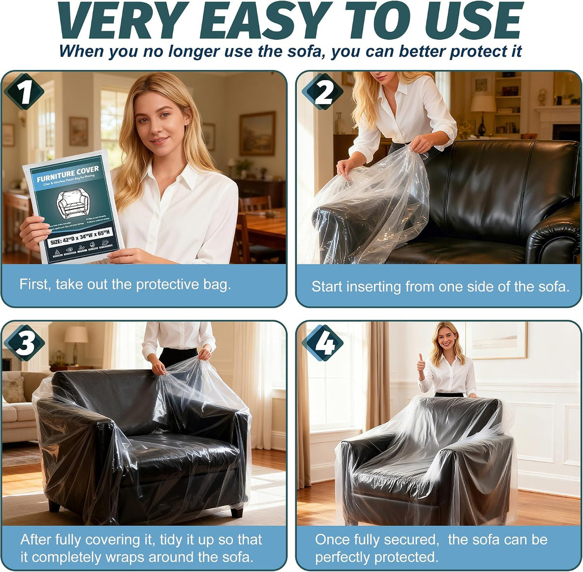 Clear Plastic Moving Chair Furniture Covers for Storage
