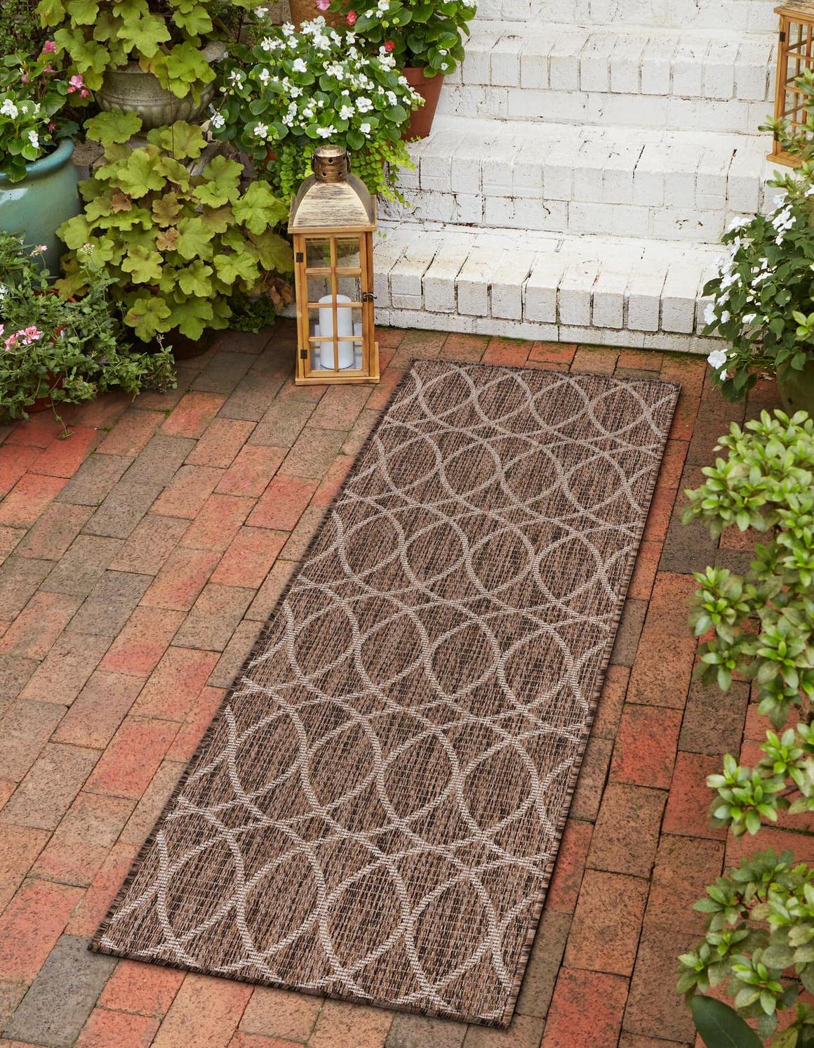 Unique Loom Outdoor Trellis Collection Area Rug - Gitter (10' x 14' 1" Rectangle, Blue/ Ivory)