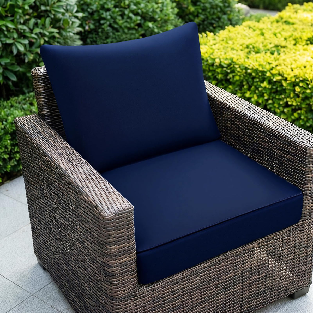 Outdoor Chair Cushion Patio Furniture Seat & Back Pillow 24 x 24 Inch Blue