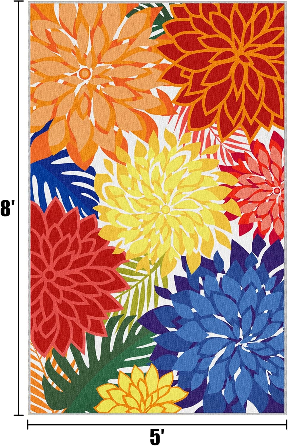 Arenarug Outdoor Rug Waterproof, Washable Patio Rug for Deck, 5x8, Colorful