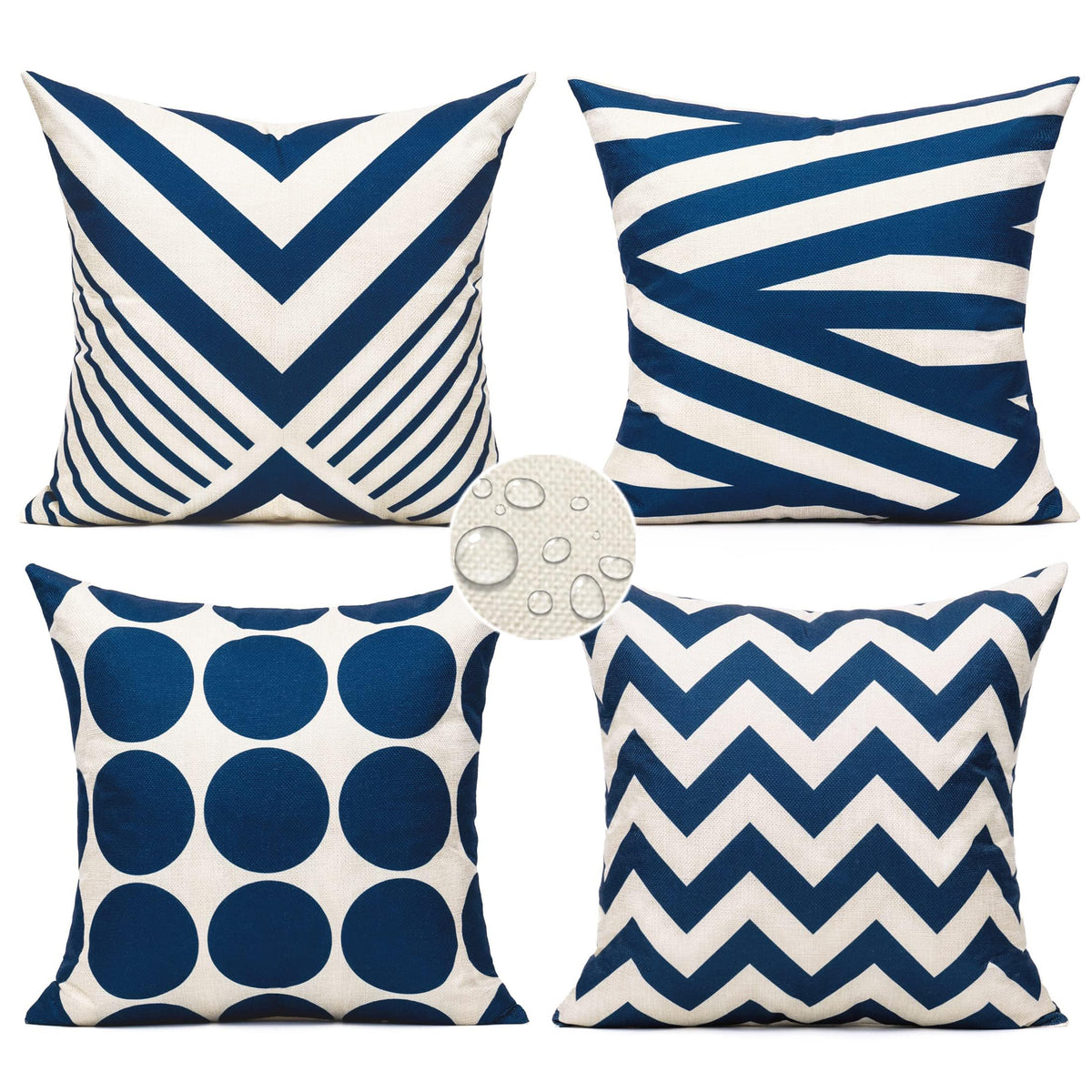 All Smiles Outdoor Waterproof Throw Pillow Covers 18X18 Set of 4,Orange Decorative Cushion Covers Boho Decorations Outside for Patio Furniture Porch Seat Chair Couch Sofa Living Room Geometric