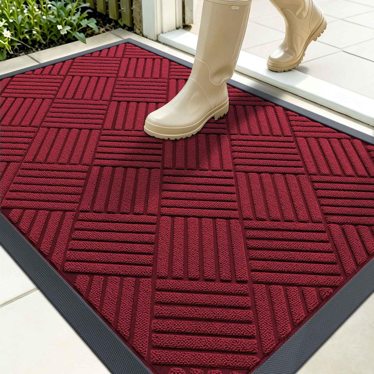 OLANLY Front Door Mat Outside Entrance, Waterproof Heavy-Duty Doormat