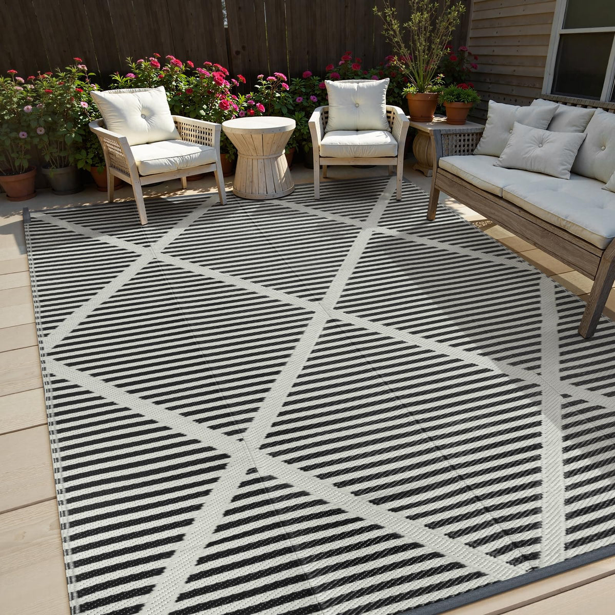 Lahome Extra Large Outdoor Rug 8x10 Patio Waterproof,Reversible Camping Rug
