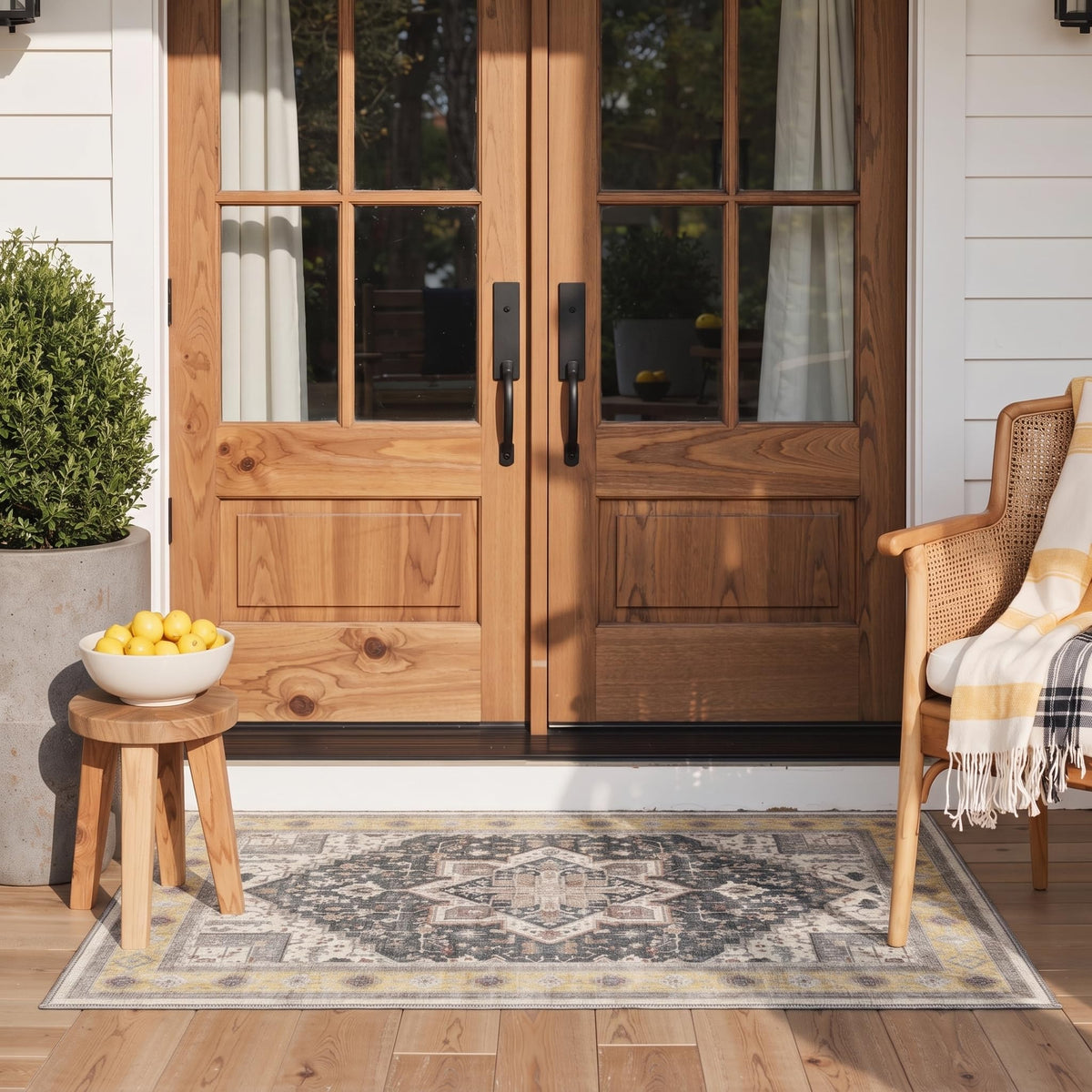 GENIMO 5x8 Outdoor Rug, Washable for Patio and Deck, Light Blue
