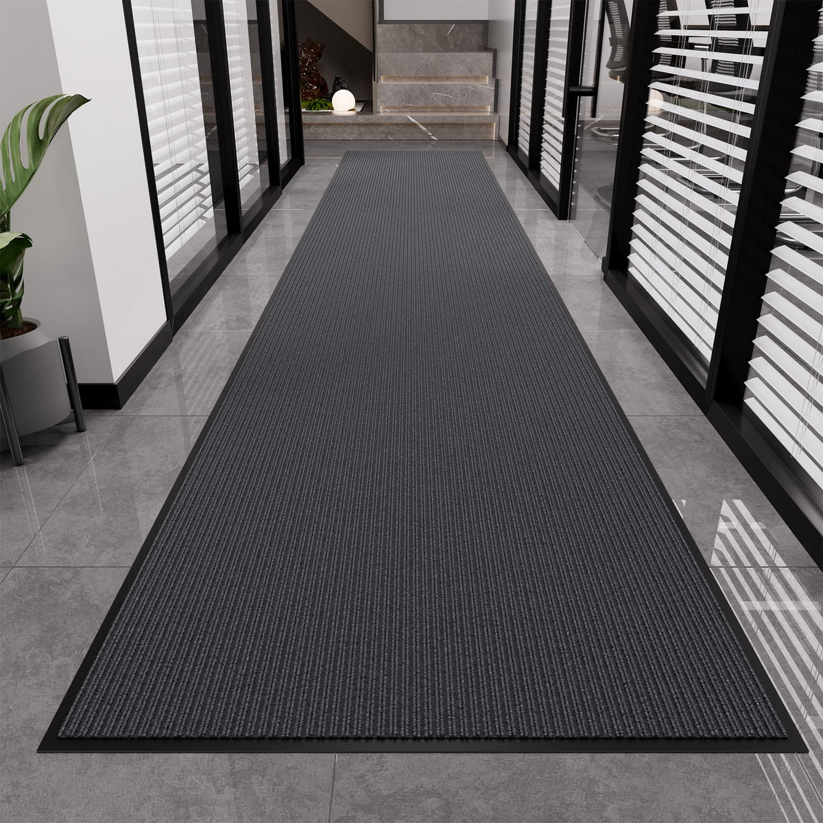 Front Door Mat, 3' x 5' Heavy Duty Door Mat Outside Entrance, Non-Slip Welcome Mat, Absorbent & Dirt Resistant, Low Profile Large Door Mats, Commercial Rugs for Entryway Indoor Outdoor, Grey